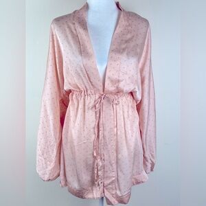 by TiMo | Satin Drawstring Waist Short Robe Pink & Gold | M